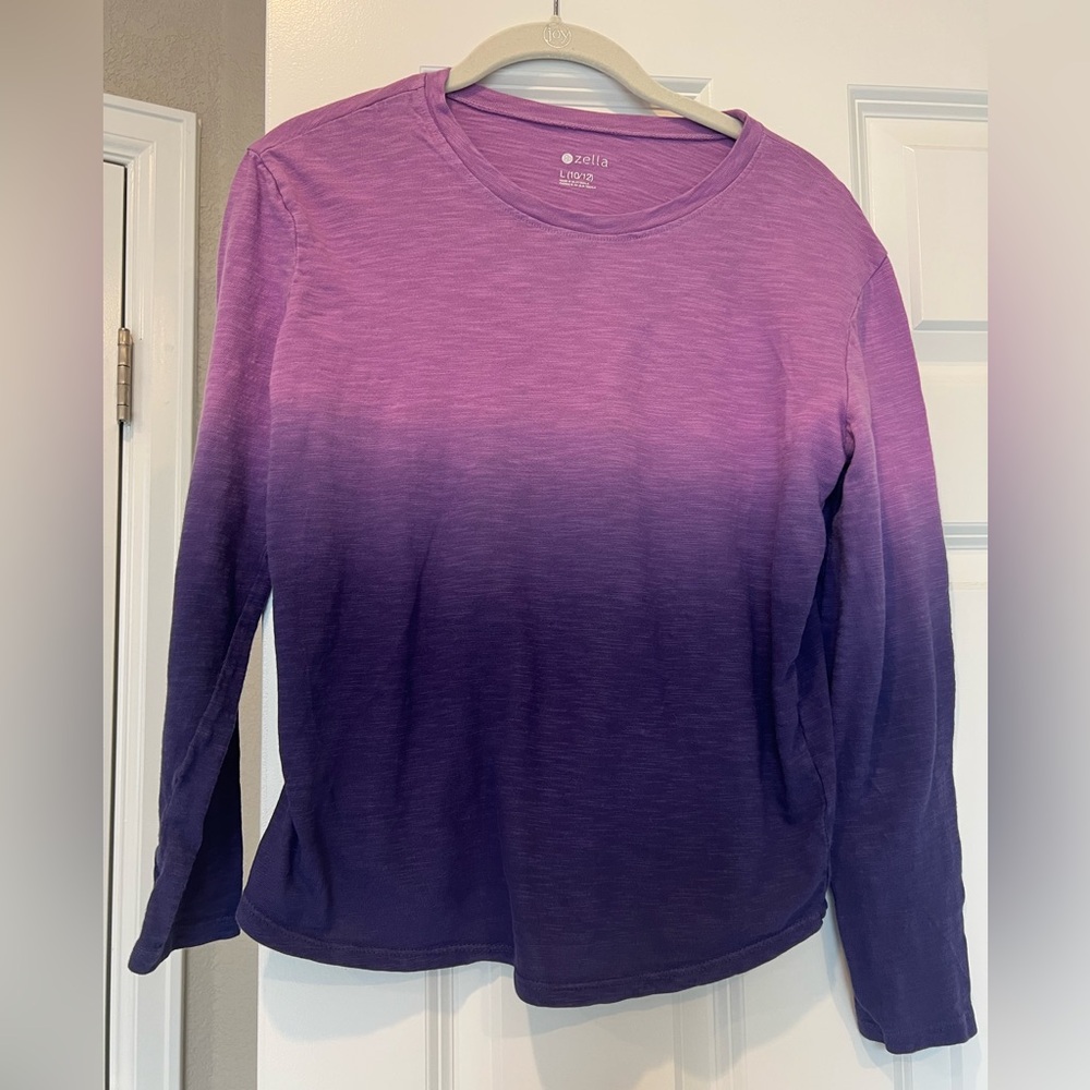 Like New: Zella Girls Purple and Pink Tie Dye Long Sleeve Studio Top